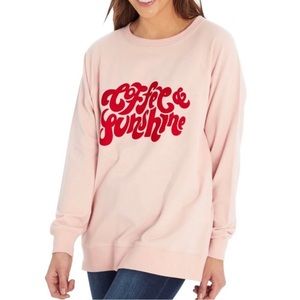 ⭐️Wildfox light pink and red coffee & sunshine graphic sweatshirt size large